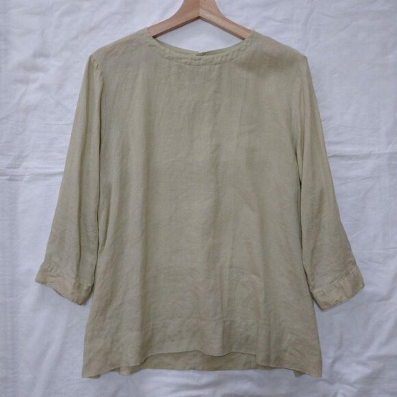Cagey Linen Blouse 3/4 Sleeves Shirt Size L - Picture 6 of 6